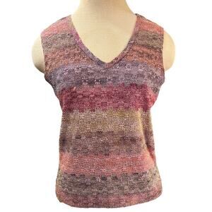 Vtg y2K 00s Sleeveless Tank Shirt Size S Metallic Multicolor Phoebe Buffet Club